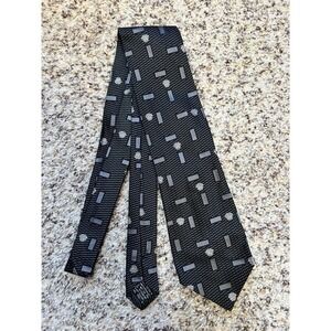 Gianni Versace Mans Tie 100% Silk 57" Gray Black Medusa Made In Italy